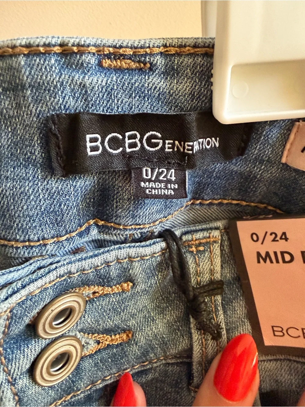 BCBGeneration Two-Button Mid Rise Bootcut Jeans - Denim Blue NWT